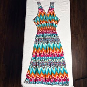 Colorful Geometric Tropical Dress- X Large